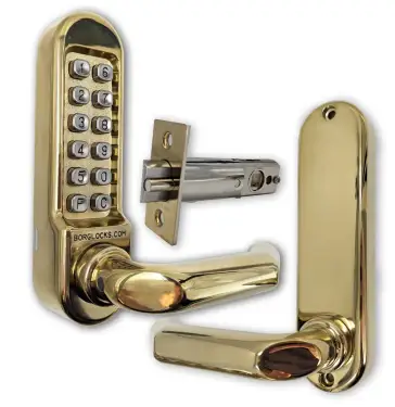 Click Here To Enlarge This Photo Of BORG Locks BL5001 PB Medium&sol;Heavy Duty Digital Lock &lpar;Round Bar&rpar; with Free Passage Mode &lpar;60mm Latch&rpar; - Polished Brass