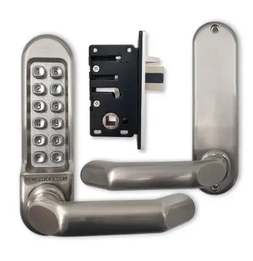 Click Here To Enlarge This Photo Of BORG Locks BL5002 SS Medium&sol;Heavy Duty Digital Lock &lpar;Round Bar&rpar; with Free Passage Mode &lpar;28mm Latch for Aluminium&sol;Narrow Stile Doors&rpar; - Stainless Steel