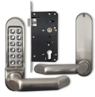 BORG Locks BL5003 SS Medium&sol;Heavy Duty Digital Lock &lpar;Round Bar&rpar; with Free Passage Mode &lpar;60x72mm Euro Profile Lockcase&rpar; - Stainless Steel