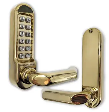 Click Here To Enlarge This Photo Of BORG Locks BL5003 PB Medium&sol;Heavy Duty Digital Lock &lpar;Round Bar&rpar; with Free Passage Mode &lpar;60x72mm Euro Profile Lockcase&rpar; - Polished Brass