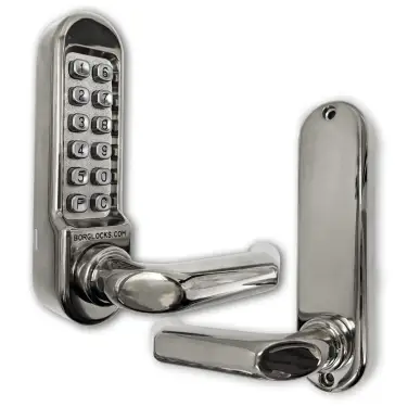 Click Here To Enlarge This Photo Of BORG Locks BL5003 PC Medium&sol;Heavy Duty Digital Lock &lpar;Round Bar&rpar; with Free Passage Mode &lpar;60x72mm Euro Profile Lockcase&rpar; - Polished Chrome