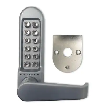 Click Here To Enlarge This Photo Of BORG Locks BL5408 SC Medium&sol;Heavy Duty Digital Lock &lpar;Flat Bar&rpar; with Free Passage Mode &lpar;Front Plate only for use with Panic Hardware&rpar; - Satin Chrome