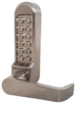 Click Here To Enlarge This Photo Of BORG Locks BL5408 SS Medium&sol;Heavy Duty Digital Lock &lpar;Flat Bar&rpar; with Free Passage Mode &lpar;Front Plate only for use with Panic Hardware&rpar; - Stainless Steel