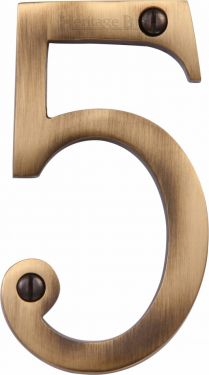 Click Here To Enlarge This Photo Of C1560 5-AT Heritage Brass Numeral 5 Face Fix 76mm &lpar;3"&rpar; Antique Brass Finish