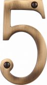 C1560 5-AT Heritage Brass Numeral 5 Face Fix 76mm &lpar;3"&rpar; Antique Brass Finish