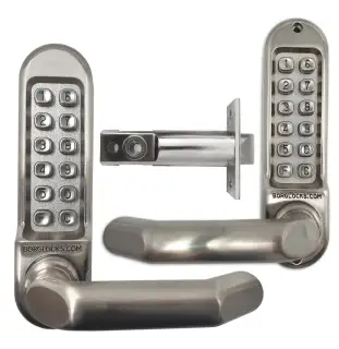 BORG Locks BL5051 SS Medium&sol;Heavy Duty Back to Back Digital Lock &lpar;Round Bar&rpar; with Free Passage Mode &lpar;60mm Latch&rpar; - Stainless Steel
