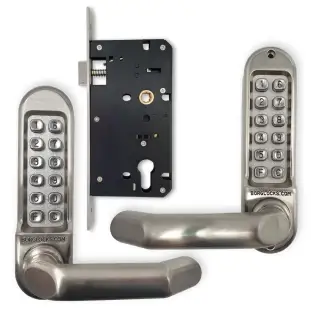BORG Locks BL5053 SS Medium&sol;Heavy Duty Back to Back Digital Lock &lpar;Round Bar&rpar; with Free Passage Mode &lpar;60x72mm Euro Profile Lockcase&rpar; - Stainless Steel