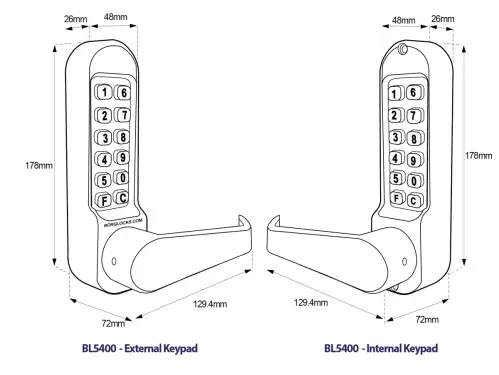 Click Here To Enlarge This Photo Of BORG Locks BL5453 SS Medium&sol;Heavy Duty Back to Back Digital Lock &lpar;Flat Bar&rpar; with Free Passage Mode &lpar;60x72mm Euro Profile Lockcase&rpar; - Stainless Steel