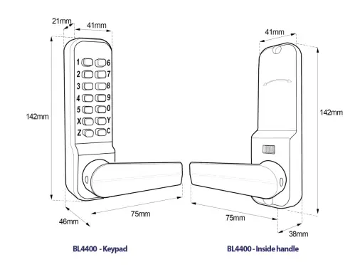 Click Here To Enlarge This Photo Of BORG Locks BL4402 MG Pro Medium&sol;Heavy Duty Free Turning Digital Lock with Holdback &lpar;28mm Narrow Stile Latch&rpar; - Marine Grade Black