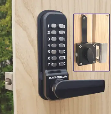Click Here To Enlarge This Photo Of BORG Locks BL4409 MG Pro Medium&sol;Heavy Duty Free Turning Digital Lock with Holdback &lpar;Rim Fixed Slam Latch&rpar; - Marine Grade Black