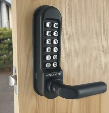 Click Here To Enlarge This Photo Of BORG Locks BL5201 MG Pro Medium&sol;Heavy Duty Digital Lock &lpar;Round Bar&rpar; with Free Passage Mode &lpar;60mm Latch&rpar; - Marine Grade Black