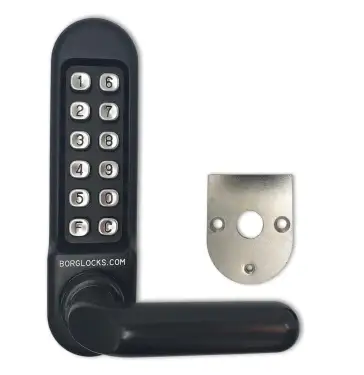 Click Here To Enlarge This Photo Of BORG Locks BL5208 MG Pro Medium&sol;Heavy Duty Digital Lock &lpar;Round Bar&rpar; with Free Passage Mode &lpar;Front Plate only for use with Panic Hardware&rpar; - Marine Grade Black