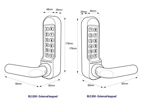 Click Here To Enlarge This Photo Of BORG Locks BL5251 MG Pro Medium&sol;Heavy Duty Back to Back Digital Lock &lpar;Round Bar&rpar; with Free Passage Mode &lpar;60mm Latch&rpar; - Marine Grade Black