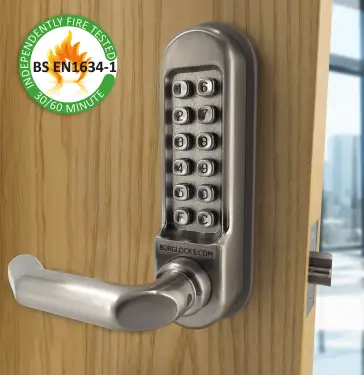 Click Here To Enlarge This Photo Of BORG Locks BL5001 FT SS FIRE RATED Medium&sol;Heavy Duty Digital Lock &lpar;Round Bar&rpar; with Free Passage Mode &lpar;60mm Latch&rpar; - Stainless Steel