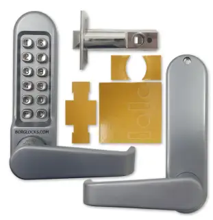 BORG Locks BL5401 FT SC FIRE RATED Medium&sol;Heavy Duty Digital Lock &lpar;Flat Bar&rpar; with Free Passage Mode &lpar;60mm Latch&rpar; - Satin Chrome
