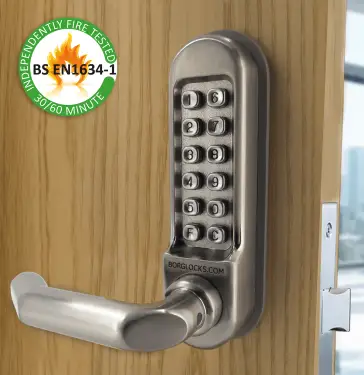 Click Here To Enlarge This Photo Of BORG Locks BL5003 FT SS FIRE RATED Medium&sol;Heavy Duty Digital Lock &lpar;Round Bar&rpar; with Free Passage Mode &lpar;60x72mm Euro Profile Lockcase&rpar; - Stainless Steel