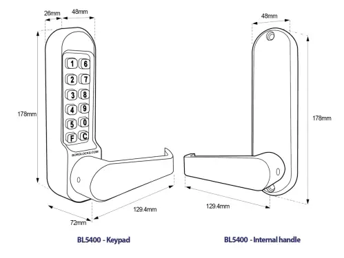 Click Here To Enlarge This Photo Of BORG Locks BL5403 FT SC FIRE RATED Medium&sol;Heavy Duty Digital Lock &lpar;Flat Bar&rpar; with Free Passage Mode &lpar;60x72mm Euro Profile Lockcase&rpar; - Satin Chrome