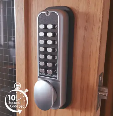 Click Here To Enlarge This Photo Of BORG Locks BL2021 ECP SC Light Duty Back to Back Digital Lock with Easicode Pro Coding Chamber &lpar;60mm Latch&rpar; - Satin Chrome