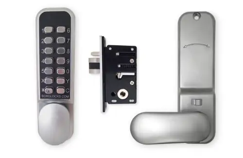 Click Here To Enlarge This Photo Of BORG Locks BL2202 ECP SC Light Duty Digital Lock with Holdback Function & Easicode Pro Coding Chamber &lpar;28mm Latch for Aluminium&sol;Narrow Stile Doors&rpar; - Satin Chrome
