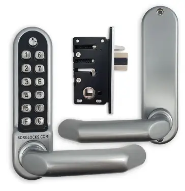 Click Here To Enlarge This Photo Of BORG Locks BL5002 ECP SC Medium&sol;Heavy Duty Round Bar Digital Lock with Free Passage Mode & Easicode Pro Coding Chamber &lpar;28mm Latch for Aluminium&sol;Narrow Stile Doors&rpar; - Satin Chrome