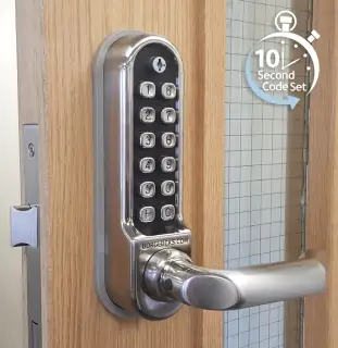 BORG Locks BL5003 ECP SS Medium&sol;Heavy Duty Digital Lock &lpar;Round Bar&rpar; with Free Passage Mode & Easicode Pro Coding Chamber &lpar;60x72mm Euro Profile Lockcase&rpar; - Stainless Steel