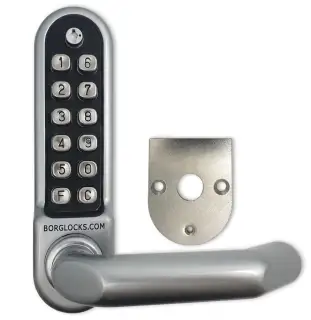 BORG Locks BL5008 ECP SC Medium&sol;Heavy Duty Digital Lock &lpar;Round Bar&rpar; with Free Passage Mode & Easicode Pro Coding Chamber &lpar;Front Plate only for use with Panic Hardware&rpar; - Satin Chrome