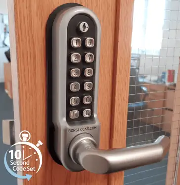 Click Here To Enlarge This Photo Of BORG Locks BL5008 ECP SS Medium&sol;Heavy Duty Digital Lock &lpar;Round Bar&rpar; with Free Passage Mode & Easicode Pro Coding Chamber &lpar;Front Plate only for use with Panic Hardware&rpar; - Stainless Steel