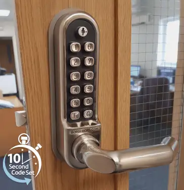 Click Here To Enlarge This Photo Of BORG Locks BL5051 ECP SC Medium&sol;Heavy Duty Back to Back Digital Lock &lpar;Round Bar&rpar; with Free Passage Mode & Easicode Pro Coding Chamber &lpar;60mm Latch&rpar; - Satin Chrome