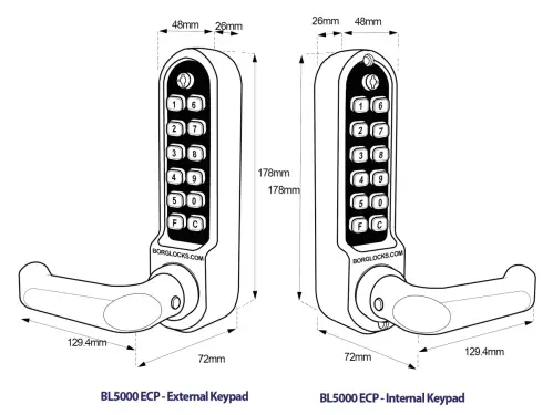 Click Here To Enlarge This Photo Of BORG Locks BL5051 ECP SS Medium&sol;Heavy Duty Back to Back Digital Lock &lpar;Round Bar&rpar; with Free Passage Mode & Easicode Pro Coding Chamber &lpar;60mm Latch&rpar; - Stainless Steel