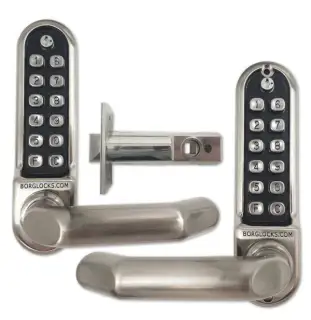 BORG Locks BL5051 ECP SS Medium&sol;Heavy Duty Back to Back Digital Lock &lpar;Round Bar&rpar; with Free Passage Mode & Easicode Pro Coding Chamber &lpar;60mm Latch&rpar; - Stainless Steel