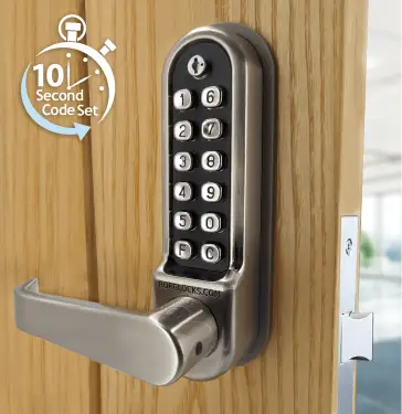 Click Here To Enlarge This Photo Of BORG Locks BL5403 ECP SC Medium&sol;Heavy Duty Flat Bar Digital Lock with Free Passage Mode & Easicode Pro Coding Chamber &lpar;60x72mm Euro Profile Lockcase&rpar; - Satin Chrome
