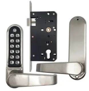 BORG Locks BL5403 ECP SC Medium&sol;Heavy Duty Flat Bar Digital Lock with Free Passage Mode & Easicode Pro Coding Chamber &lpar;60x72mm Euro Profile Lockcase&rpar; - Satin Chrome