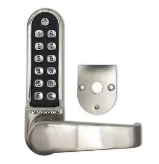 BORG Locks BL5408 ECP SC Medium&sol;Heavy Duty Digital Lock &lpar;Flat Bar&rpar; with Free Passage Mode & Easicode Pro Coding Chamber &lpar;Front Plate only for use with Panic Hardware&rpar; - Satin Chrome