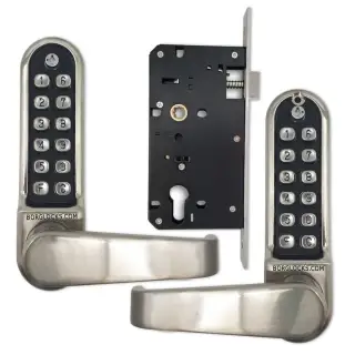 BORG Locks BL5453 ECP SS Medium&sol;Heavy Duty Back to Back Digital Lock &lpar;Flat Bar&rpar; with Free Passage Mode & Easicode Pro Coding Chamber &lpar;60x72mm Euro Profile Lockcase&rpar; - Stainless Steel