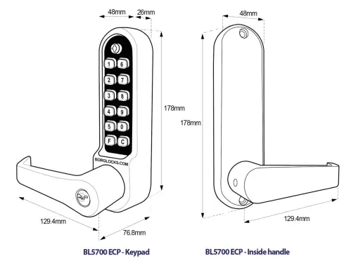 Click Here To Enlarge This Photo Of BORG Locks BL5701 ECP SC Medium&sol;Heavy Duty Digital Lock &lpar;Flat Bar&rpar; with Free Passage Mode&comma; Key Override & Easicode Pro Coding Chamber &lpar;60mm Latch&rpar; - Satin Chrome