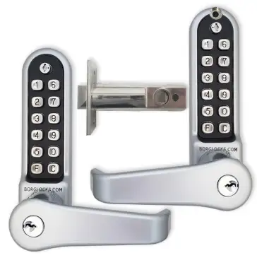 Click Here To Enlarge This Photo Of BORG Locks BL5771 ECP SC Medium&sol;Heavy Duty Back to Back Digital Lock &lpar;Flat Bar&rpar; with Free Passage Mode&comma; Key Override & Easicode Pro Coding Chamber &lpar;60mm Latch&rpar; - Satin Chrome