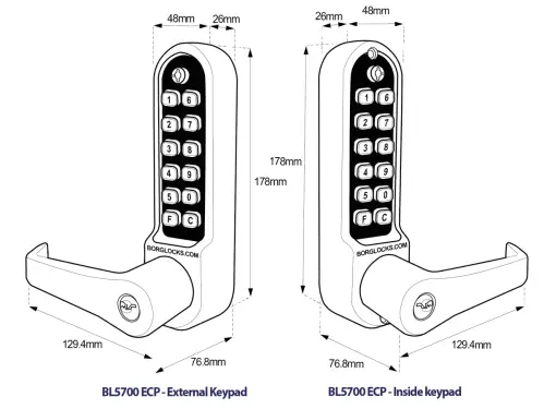 Click Here To Enlarge This Photo Of BORG Locks BL5771 ECP SC Medium&sol;Heavy Duty Back to Back Digital Lock &lpar;Flat Bar&rpar; with Free Passage Mode&comma; Key Override & Easicode Pro Coding Chamber &lpar;60mm Latch&rpar; - Satin Chrome