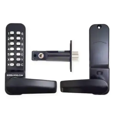 Click Here To Enlarge This Photo Of BORG Locks BL4401 ECP MG Pro Medium&sol;Heavy Duty Free Turning Digital Lock with Holdback & Easicode Pro Coding Chamber &lpar;60mm Latch&rpar; - Marine Grade Black