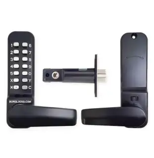 BORG Locks BL4401 ECP MG Pro Medium&sol;Heavy Duty Free Turning Digital Lock with Holdback & Easicode Pro Coding Chamber &lpar;60mm Latch&rpar; - Marine Grade Black