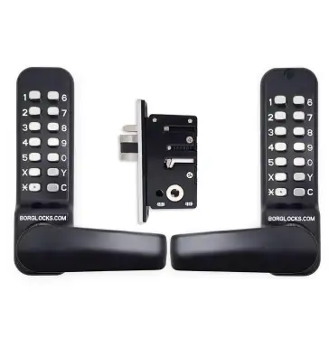 Click Here To Enlarge This Photo Of BORG Locks BL4442 ECP MG Pro Medium&sol;Heavy Duty Free Turning Back to Back Digital Lock & Easicode Pro Coding Chamber &lpar;28mm Narrow Stile Latch&rpar; - Marine Grade Black