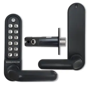 BORG Locks BL5201 ECP MG Pro Medium&sol;Heavy Duty Digital Lock &lpar;Round Bar&rpar; with Free Passage Mode & Easicode Pro Coding Chamber &lpar;60mm Latch&rpar; - Marine Grade Black
