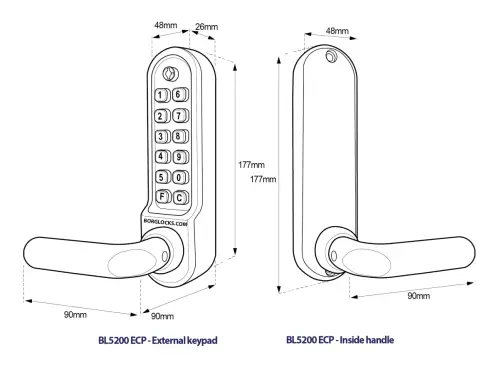 Click Here To Enlarge This Photo Of BORG Locks BL5202 ECP MG Pro Medium&sol;Heavy Duty Digital Lock &lpar;Round Bar&rpar; with Free Passage Mode & Easicode Pro Coding Chamber &lpar;28mm Latch for Aluminium&sol;Narrow Stile Doors&rpar; - Marine Grade Black