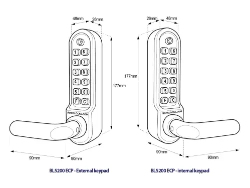 Click Here To Enlarge This Photo Of BORG Locks BL5251 ECP MG Pro Medium&sol;Heavy Duty Back to Back Digital Lock &lpar;Round Bar&rpar; with Free Passage Mode & Easicode Pro Coding Chamber &lpar;60mm Latch&rpar; - Marine Grade Black
