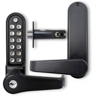 BORG Locks BL5701 ECP MG Pro Medium&sol;Heavy Duty Digital Lock &lpar;Flat Bar&rpar; with Free Passage Mode&comma; Key Override & Easicode Pro Coding Chamber &lpar;60mm Latch&rpar; - Marine Grade Black
