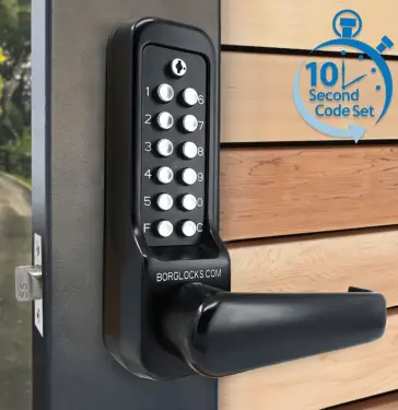 Click Here To Enlarge This Photo Of BORG Locks BL7001 ECP MG Pro Heavy Duty Digital Lock with Free Passage & Easicode Pro Coding Chamber &lpar;60mm Latch&rpar; - Marine Grade Black
