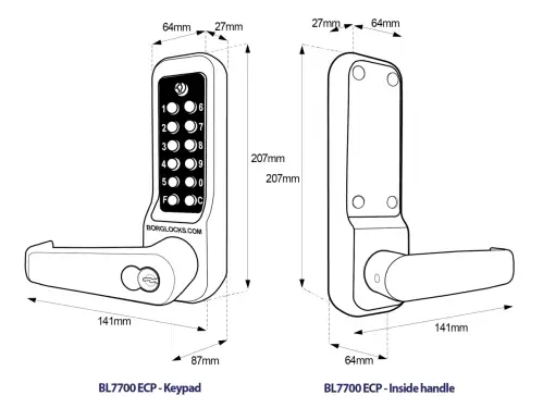 Click Here To Enlarge This Photo Of BORG Locks BL7701 ECP MG Pro Heavy Duty Digital Lock with Free Passage&comma; Key Override & Easicode Pro Coding Chamber &lpar;60mm Latch&rpar; - Marine Grade Black