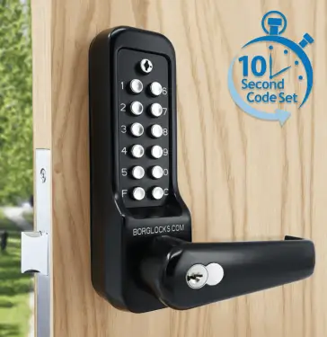 Click Here To Enlarge This Photo Of BORG Locks BL7703 ECP MG Pro Heavy Duty Digital Lock with Free Passage&comma; Key Override & Easicode Pro Coding Chamber &lpar;60x72mm Euro Profile Lockcase&rpar; - Marine Grade Black