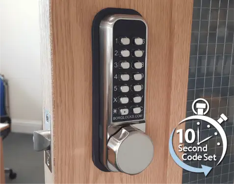 Click Here To Enlarge This Photo Of BORG Locks BL2501 ECP FT SS FIRE RATED Medium Duty 'Codestar' Digital Lock with Holdback & Easicode Pro Coding Chamber &lpar;60mm Latch&rpar; - Stainless Steel
