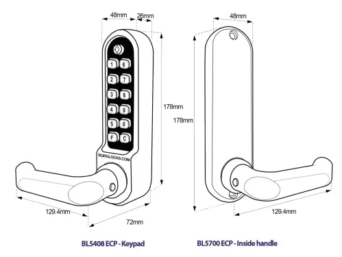 Click Here To Enlarge This Photo Of BORG Locks BL5001 ECP FT SC FIRE RATED Medium&sol;Heavy Duty Round Bar Digital Lock with Free Passage Mode & Easicode Pro Coding Chamber &lpar;60mm Latch&rpar; - Satin Chrome