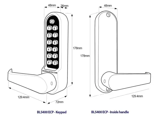 Click Here To Enlarge This Photo Of BORG Locks BL5401 ECP FT SS FIRE RATED Medium&sol;Heavy Duty Flat Bar Digital Lock with Free Passage Mode & Easicode Pro Coding Chamber &lpar;60mm Latch&rpar; - Stainless Steel